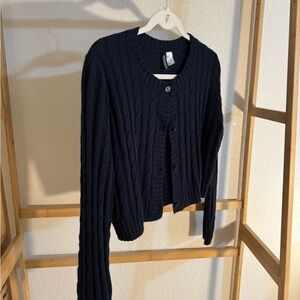 H&M Dark Blue Cable Knit Cardigan